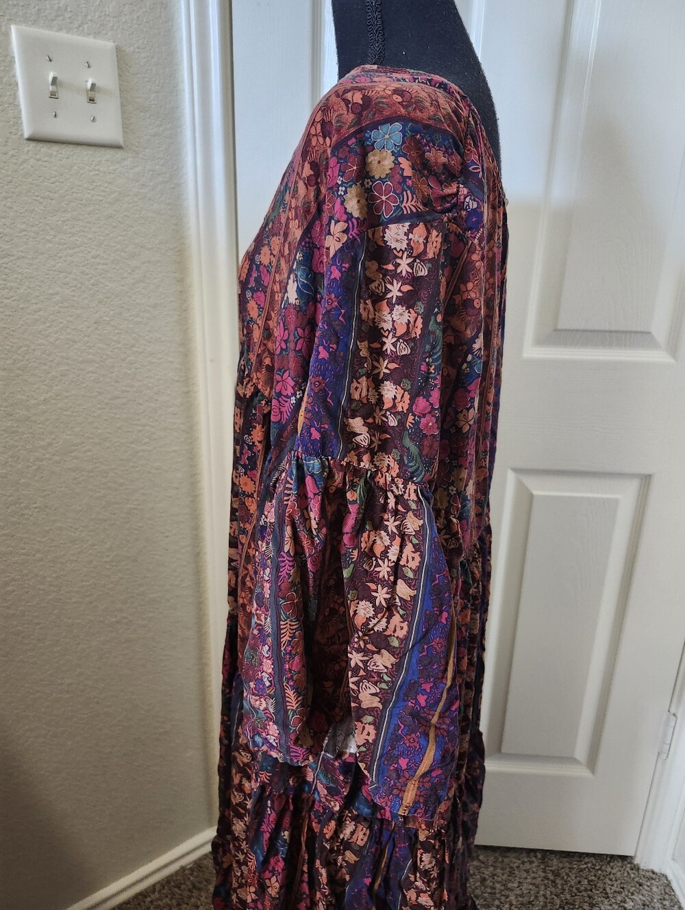 Natural Life Bohemian Floral Tiered Maxi Dress - Burgundy Multi Xxl - Picture 11 of 16